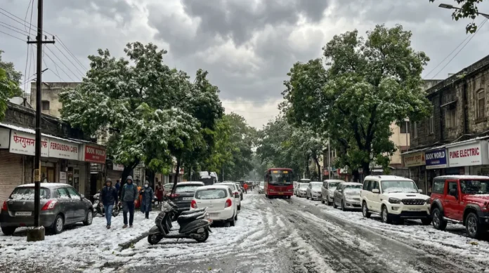 Pune hailstorm snowfall scenes