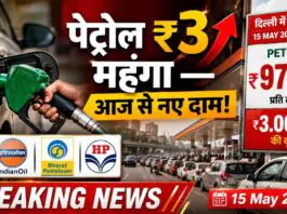 Petrol Price Today 15 May 2026 India Hike Rs 3 Delhi Mumbai Kolkata