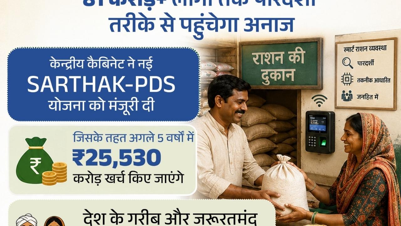 राशन व्यवस्था 2026 SARTHAK PDS Modi Cabinet 80 Crore People Ration Card AI Digital