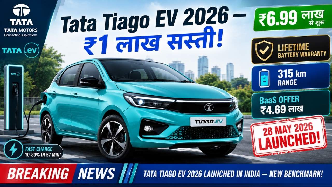Tata Tiago EV Facelift 2026 Price 6.99 Lakh Launch Lifetime Battery Warranty BaaS Option