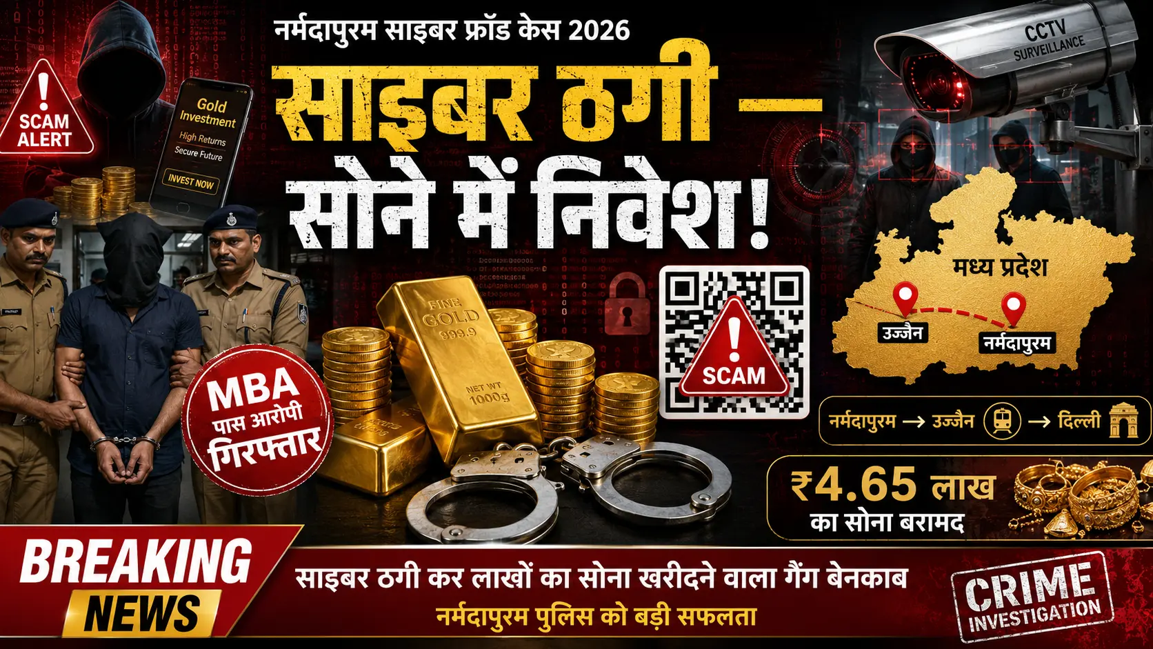 नर्मदापुरम साइबर ठगी 2026 MBA युवक उज्जैन सोना दिल्ली सिंडिकेट गिरफ्तारी