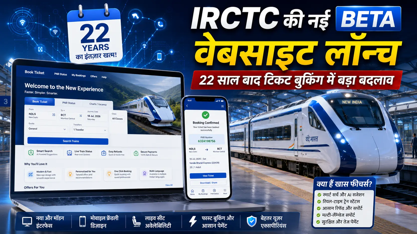 IRCTC BETA Website का नया इंटरफेस और ऑनलाइन ट्रेन टिकट बुकिंग