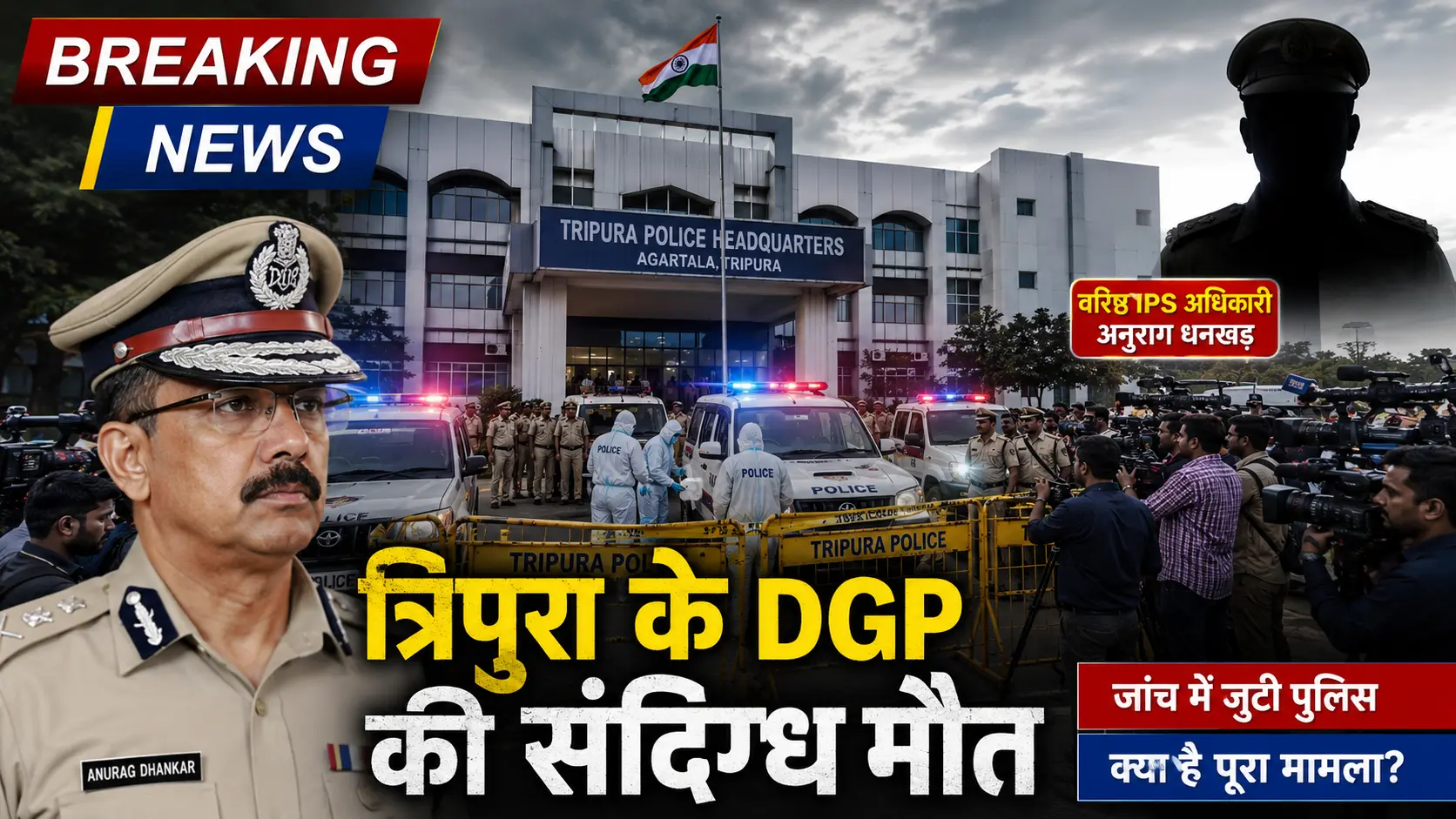 त्रिपुरा के DGP अनूराग ढंकर का पुलिस मुख्यालय, अगरतला में संदिग्ध मौत से जुड़ी ब्रेकिंग न्यूज़