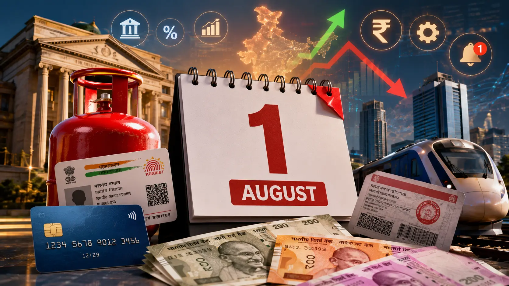 Rule Change From 1st August 2026 with LPG cylinder, Aadhaar card, credit card and railway ticket