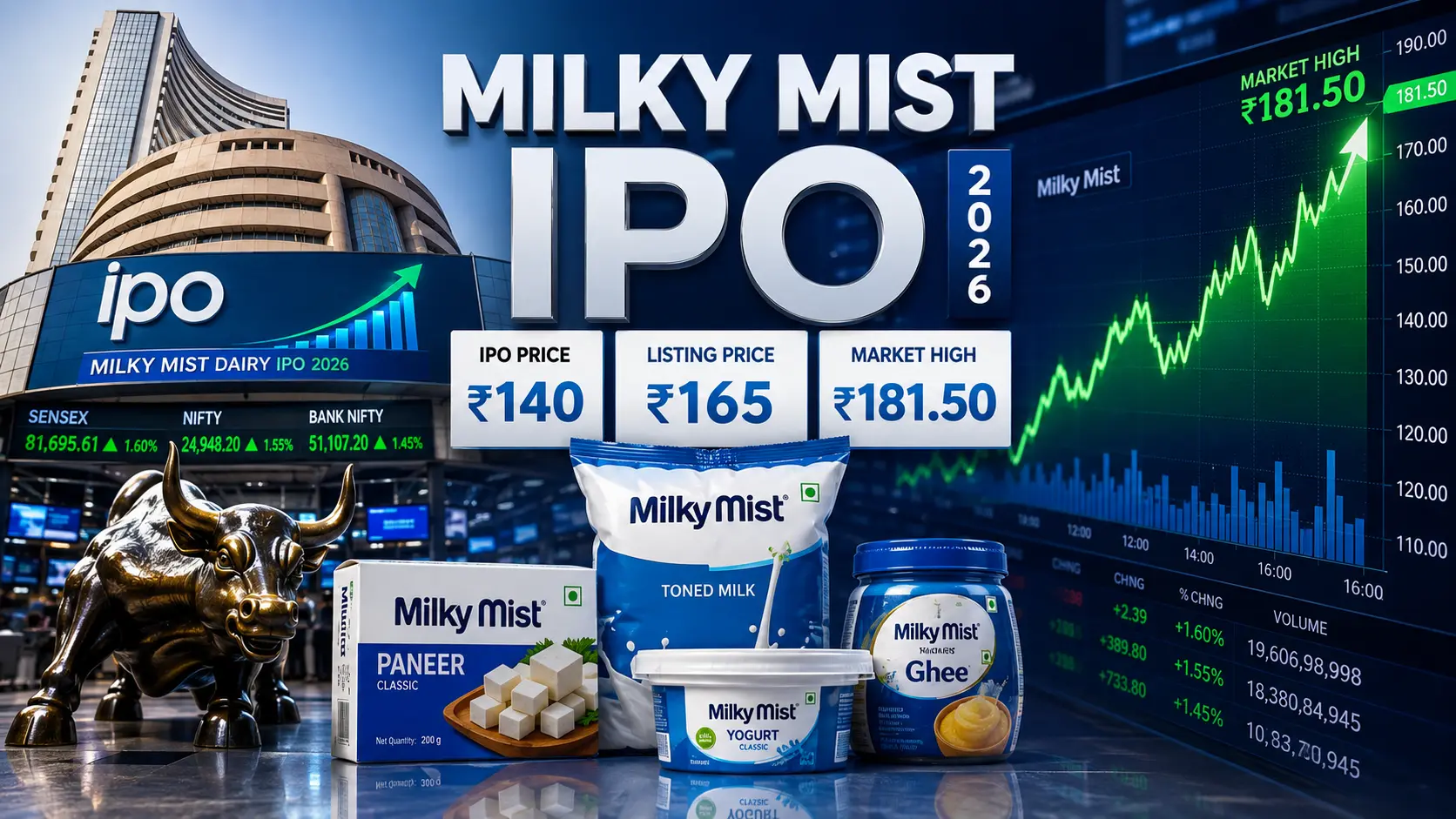 Milky Mist Dairy IPO share listing at ₹165 on NSE and BSE