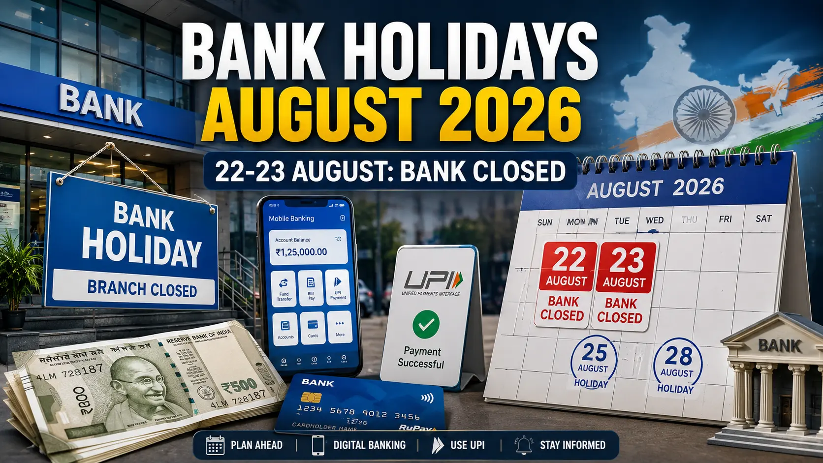 Bank Holidays August 2026 India bank holiday calendar