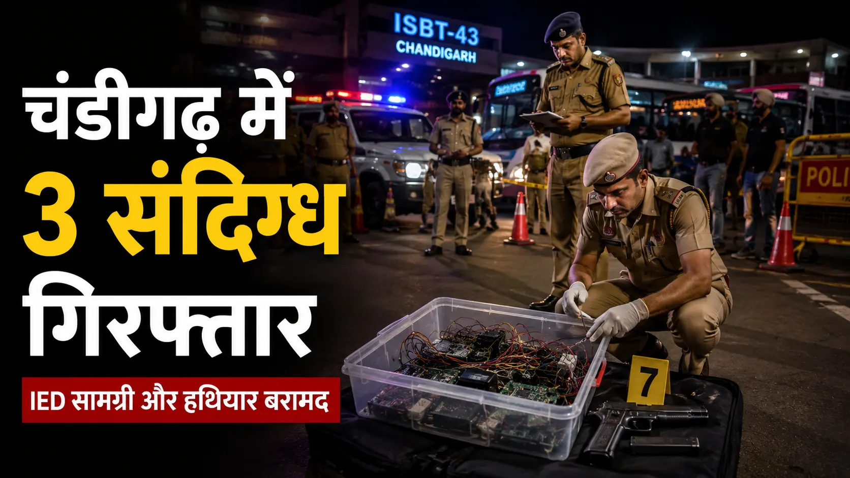 Chandigarh Police ने IED सामग्री और हथियार के साथ तीन संदिग्धों को गिरफ्तार किया