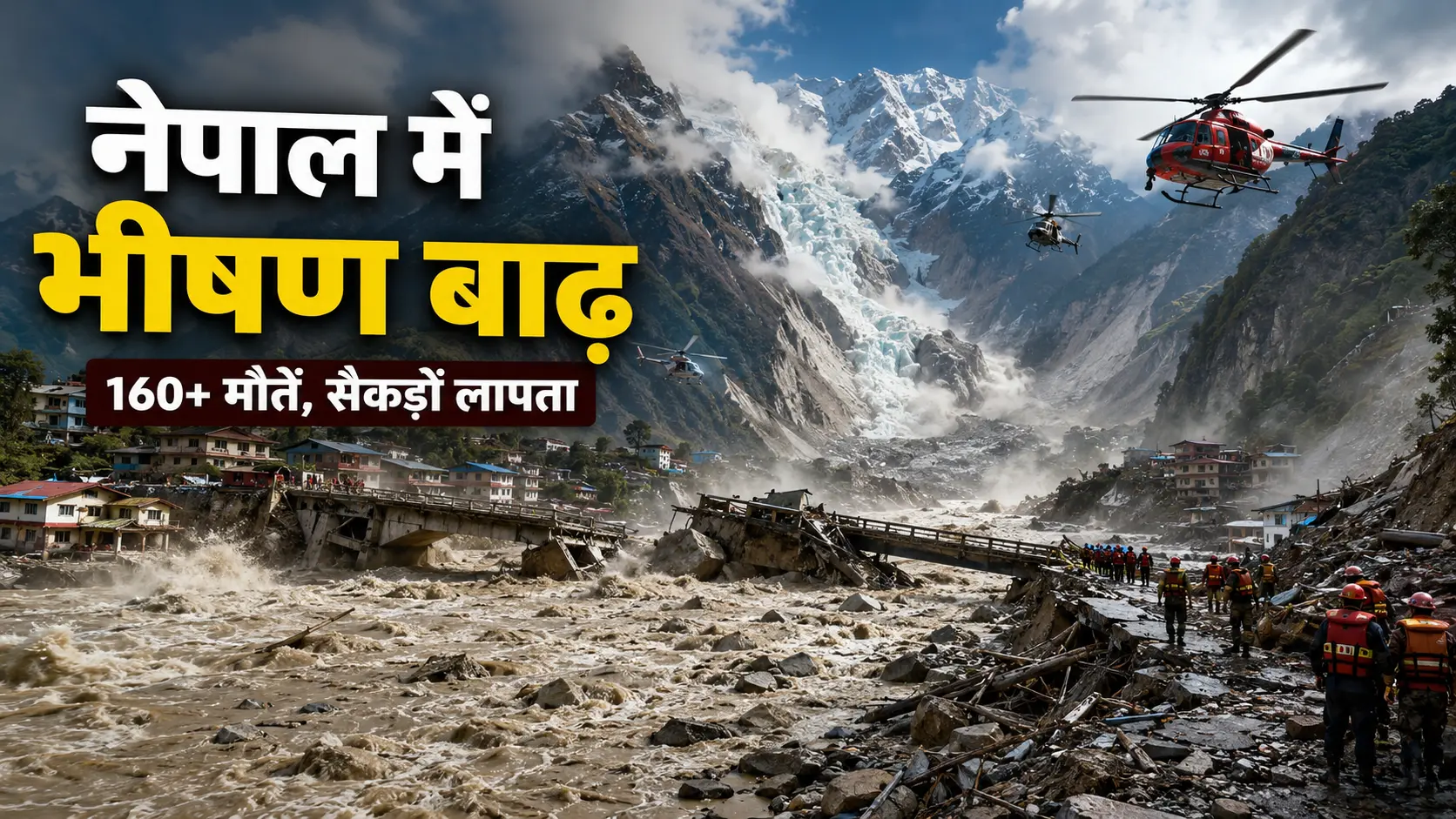 नेपाल में ग्लेशियर टूटने से आई भीषण बाढ़