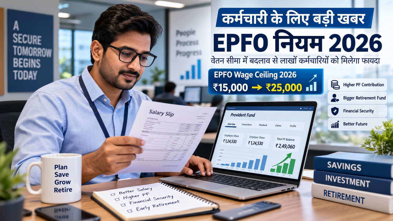 कर्मचारी EPFO नियम 2026 में ₹15,000 से ₹25,000 हुई वेतन सीमा